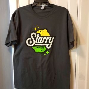 Starry Lemon-Lime Soda graphic on grey T-shirt